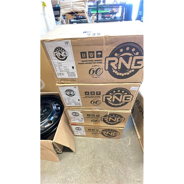SET OF 4 RNB 15" 4 BOLT METAL RIMS *NEW IN BOX*