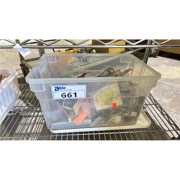 BIN OF ASSORTED FISHING ITEMS