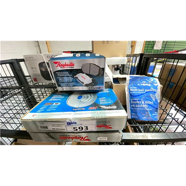 2 BOXES OF RAYBESTAS DISC BRAKES, 1 BOX OF RAYBESTAS BRAKE PADS & BOX OF MOTH BALL PACKETS