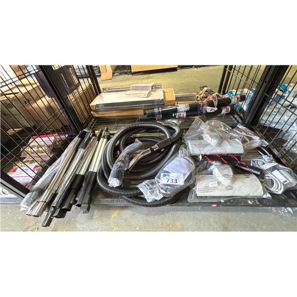 ASSORTED VACUUM HOSES, ATTACHMENTS & POWER CORDS