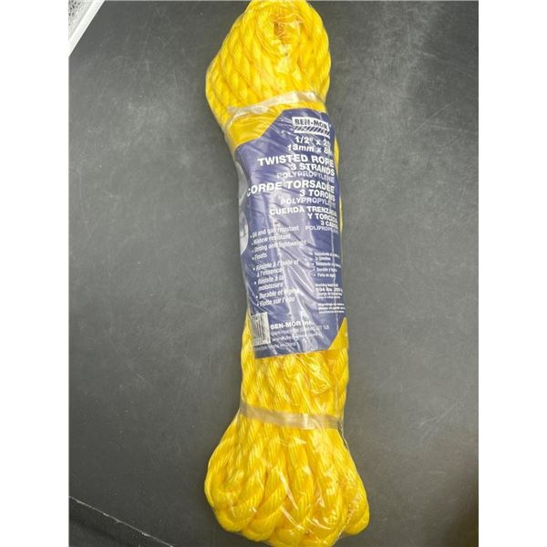 Ben-Mor Twisted Polypropylene Rope 1/2 Inch x 25 Feet 3 Strands