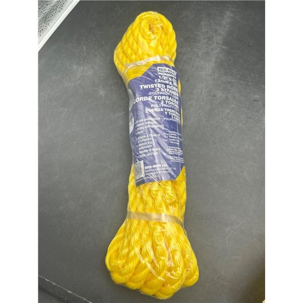 Ben-Mor Twisted Polypropylene Rope 1/2 Inch x 25 Feet 3 Strands