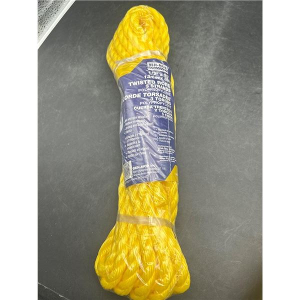 Ben-Mor Twisted Polypropylene Rope 1/2 Inch x 25 Feet 3 Strands