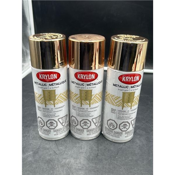 Krylon Metallic Bright Gold Spray Paint,  Set of 3 x 312g