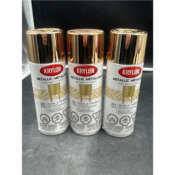 Krylon Metallic Bright Gold Spray Paint,  Set of 3 x 312g