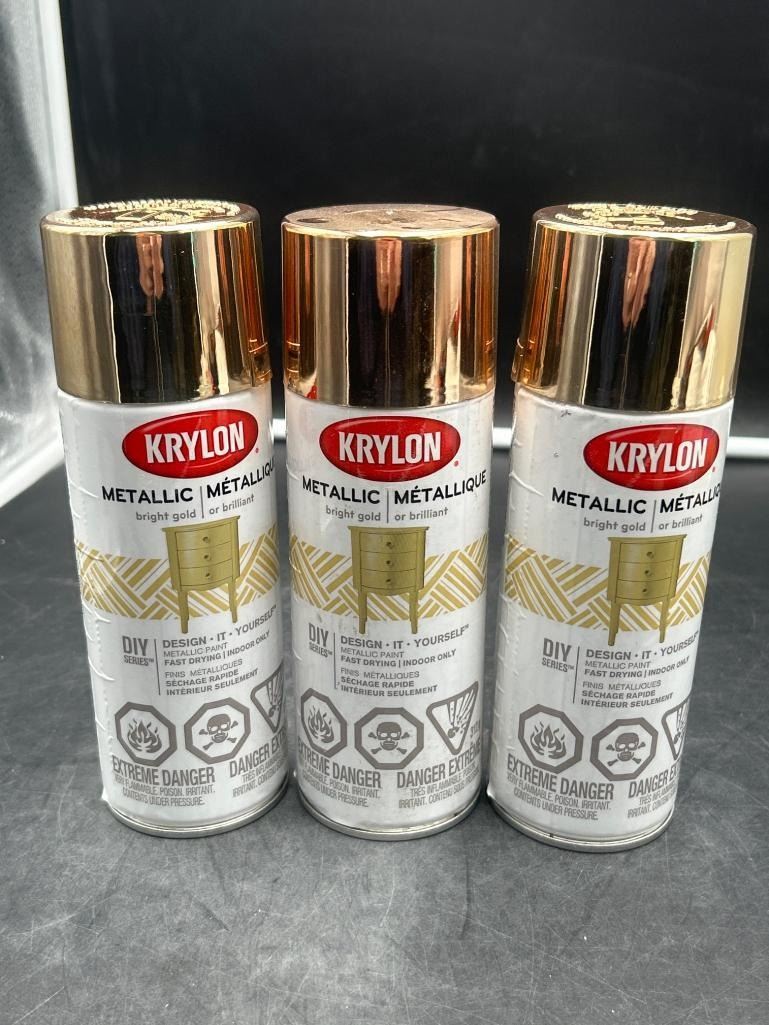 Krylon Metallic Bright Gold Spray Paint Set Of 3 X 312g krylon-metallic-bright-gold-spray-paint-set-of-3-x-312g