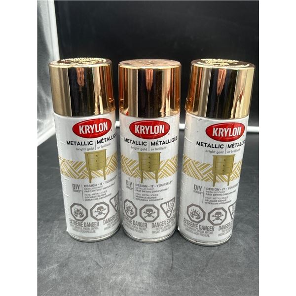 Krylon Metallic Bright Gold Spray Paint,  Set of 3 x 312g