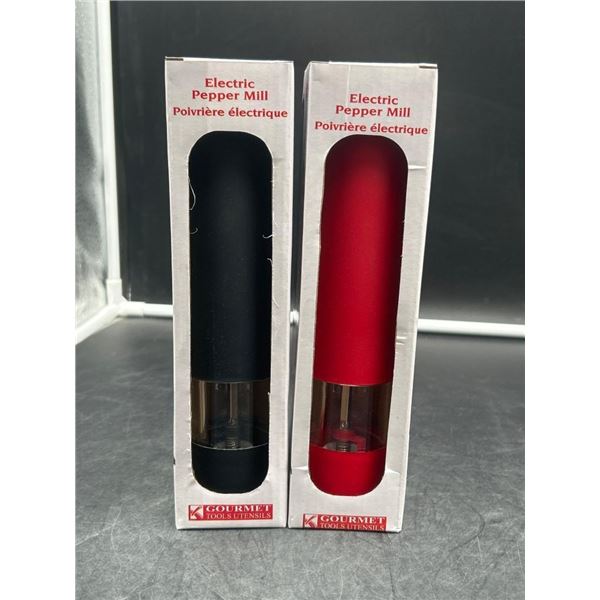 Gourmet Professionals Electric Pepper Mill with Ceramic Mechanism – Black and Red