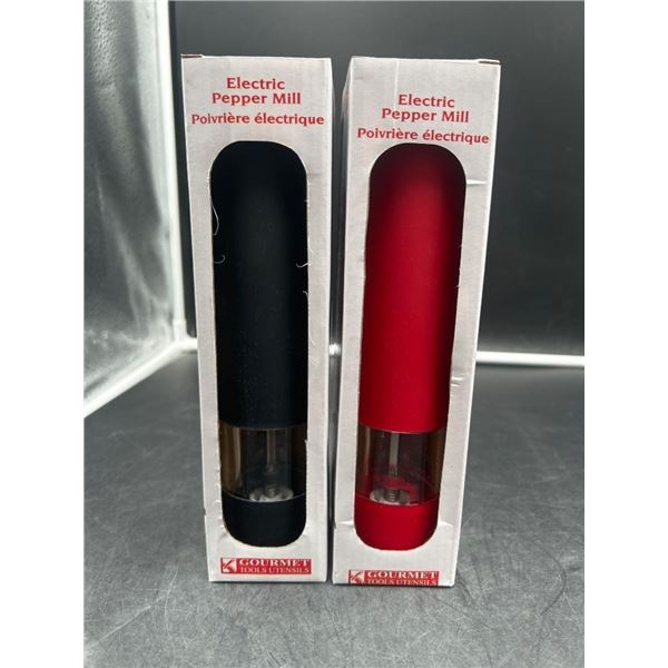 Gourmet Professionals Electric Pepper Mill with Ceramic Mechanism – Black and Red