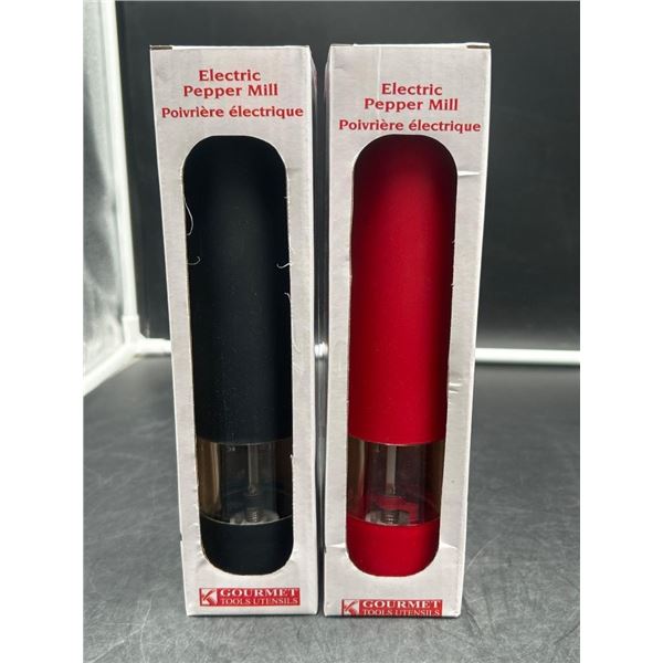 Gourmet Professionals Electric Pepper Mill with Ceramic Mechanism – Black and Red