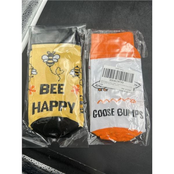 2 Pair of Bee Kind and Goose Bumps Themed Socks