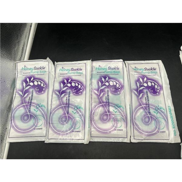 Honeysuckle Breast Milk Pump Bags,  Biodegradable 25 Bags x 4