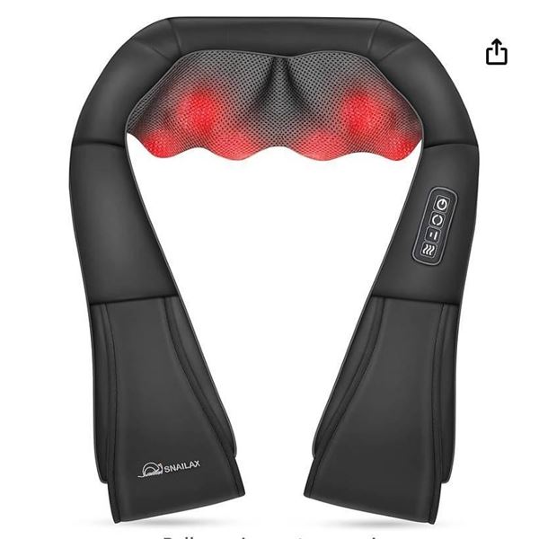Snailax Shiatsu Neck and Shoulder Massager – Back Massager with Heat, Deep Kneading Electri