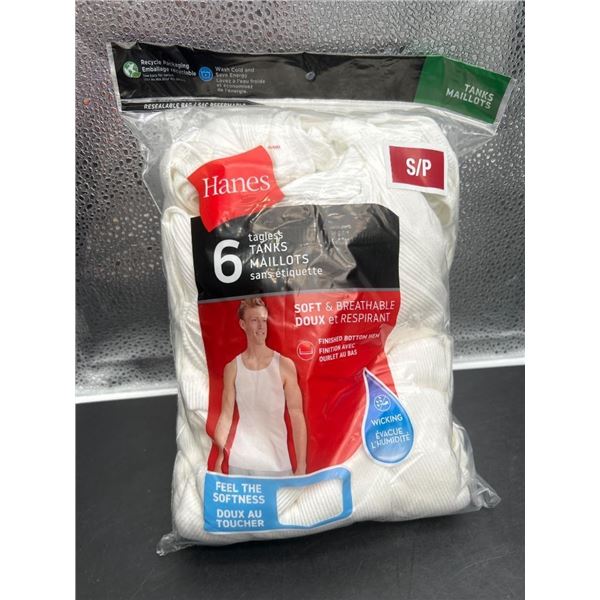 Hanes 6-Pack S/P Men’s Tank Tops, Soft & Breathable White