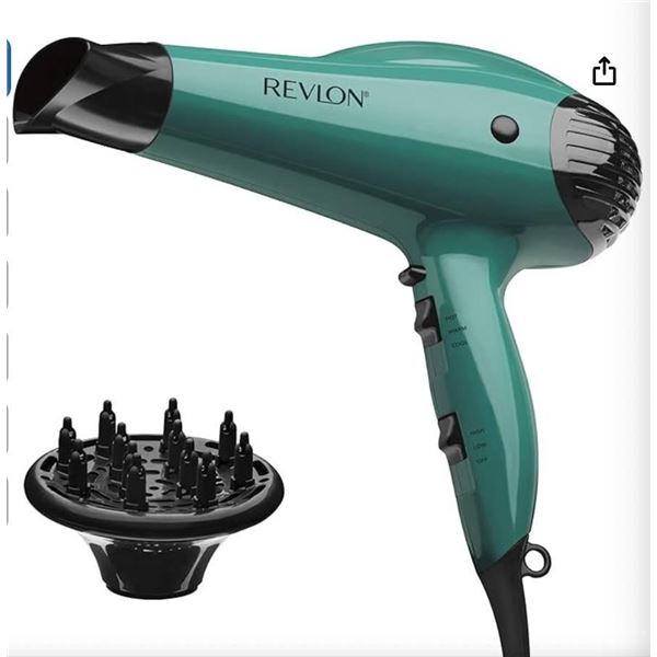 Revlon Volume Booster Hair Dryer | 1875W for Voluminous Lift and Body, (Green)