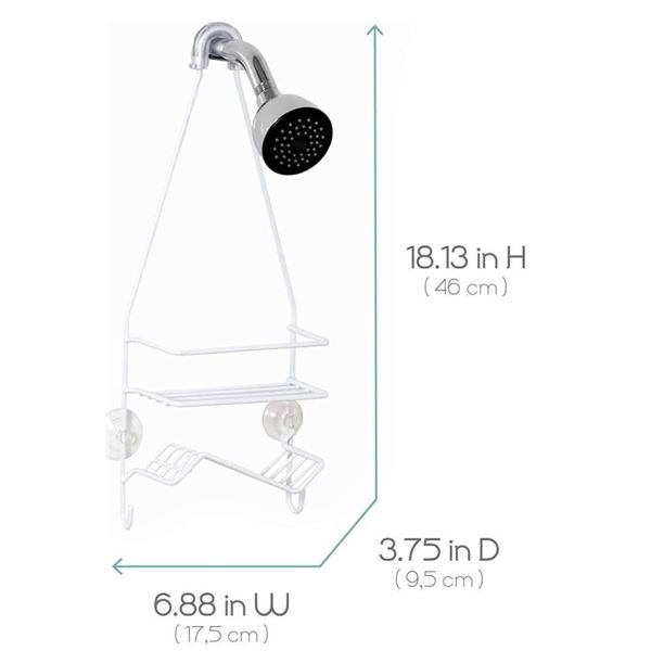 Zenna Home White Shower Caddy With Angled Soap Dish and Hooks