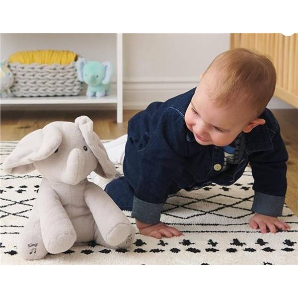 Baby GUND Animated Flappy the Elephant Plush, Singing Stuffed Animal Baby Toy for Ages 0 and Up, Gra