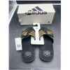 Image 1 : Adidas Adissage Slides Black and Gold – Size 8 US