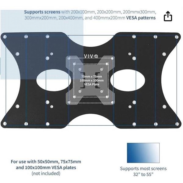 VIVO Steel VESA LCD LED TV Mount Adapter Plate Bracket for Screens 32″ to 55″ | Co