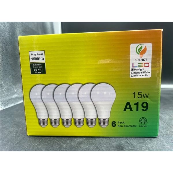 15W A19 LED Light Bulbs, 6 Pack, Non-Dimmable, 1500 Lumens