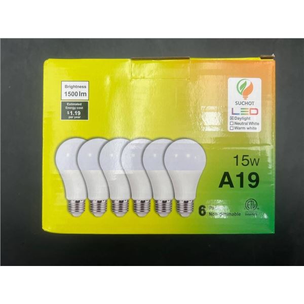15W A19 LED Light Bulbs, 6 Pack, Non-Dimmable, 1500 Lumens