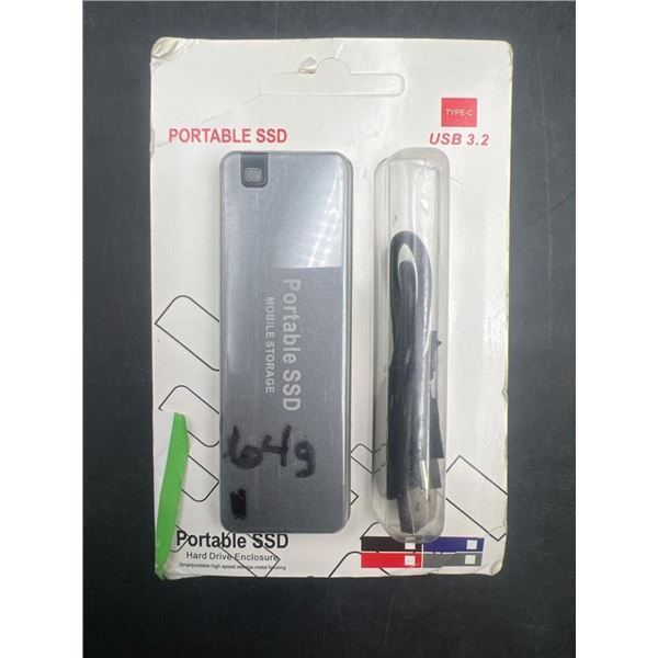 Portable SSD, M.2 External Hard Drive With USB 3.2 Type C, 64 GB