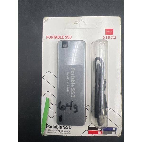 Portable SSD, M.2 External Hard Drive With USB 3.2 Type C, 64 GB