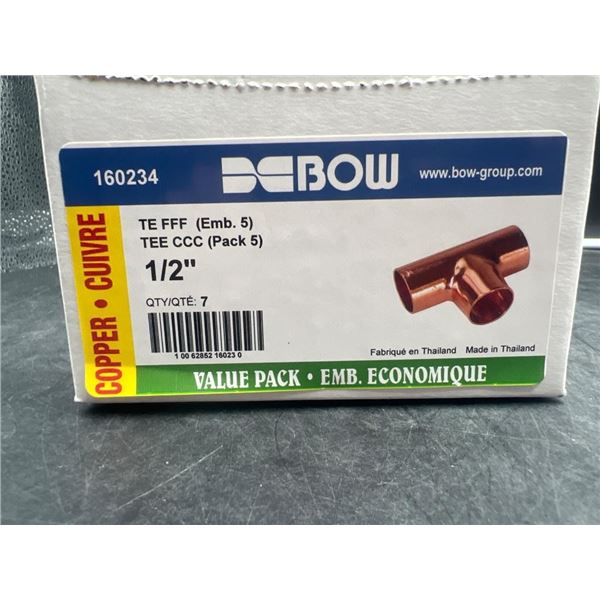 Bow Copper Tee CCC – 1/2-in dia – 5-Pack Lot of 7