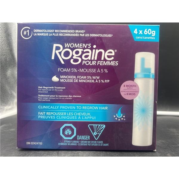Women’s Rogaine Foam 5 Percent Minoxidil Hair Regrowth Treatment, 4 x 60g
