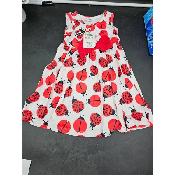 PatPat Girls 3Y Ladybug Dress with Red Bow Detail