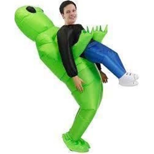 Inflatable Green Alien Costume with Fan and Power Pack