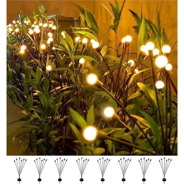 8-Count Solar Outdoor Lights With Flexible Bendable Branches – Warm White LED, 27 Inch