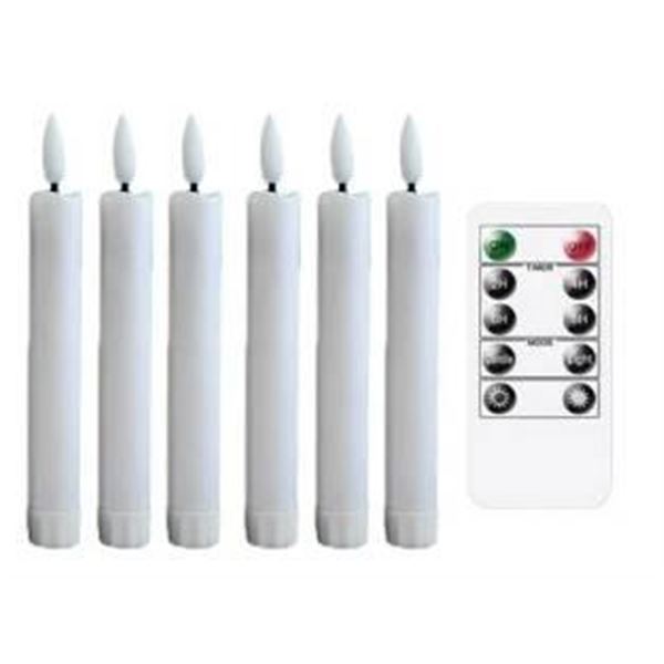 Set Of Flameless LED Taper Candles With Remote Controls