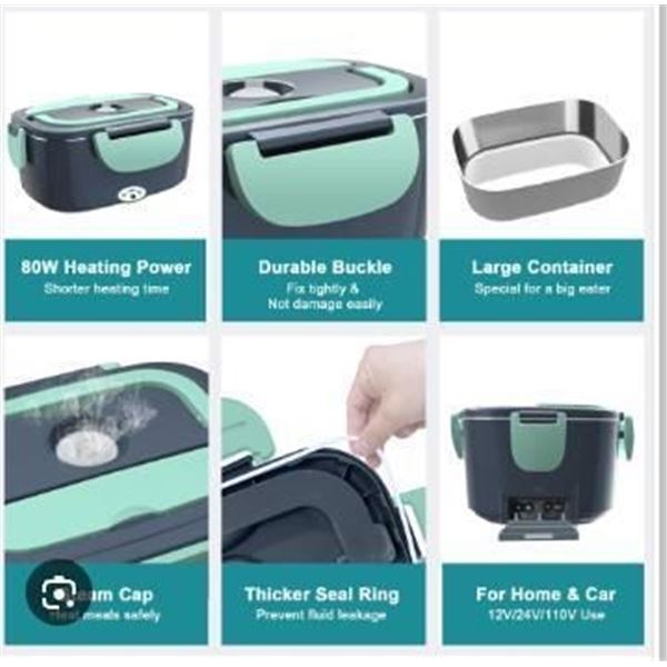 Electric Heated Lunchbox with Compartments and Power Cords