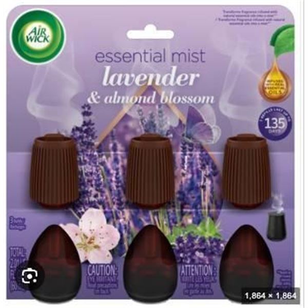 Air Wick Essential Mist Lavender and Almond Blossom Refills (Set of 4)
