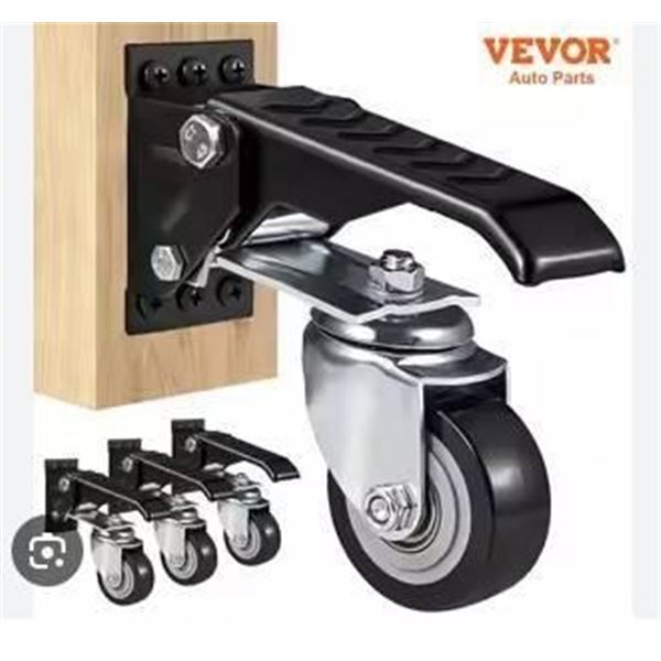 Lot of 4 Heavy Duty Workbench Casters with 4.2 Inch Diameter Wheels