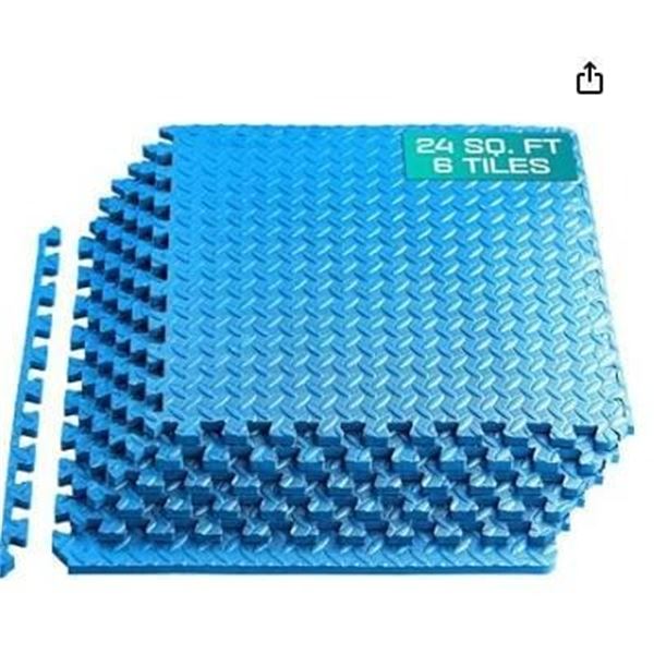 Yes4All Interlocking Exercise Mats, 12×12 Inch, Blue, Set of 12