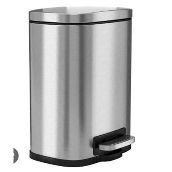 Amazon Basics Stainless Steel Trash Can with Step Pedal, 1 Unit