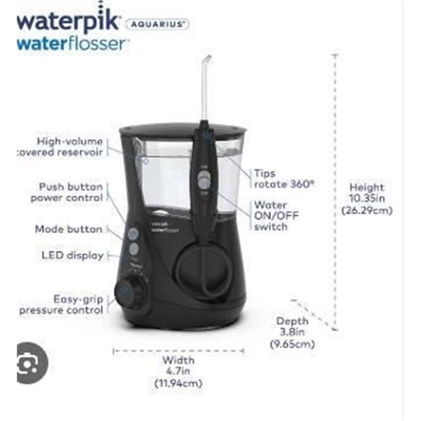 Waterpik Aquarius Water Flosser with 7 Tips and 10 Pressure Settings