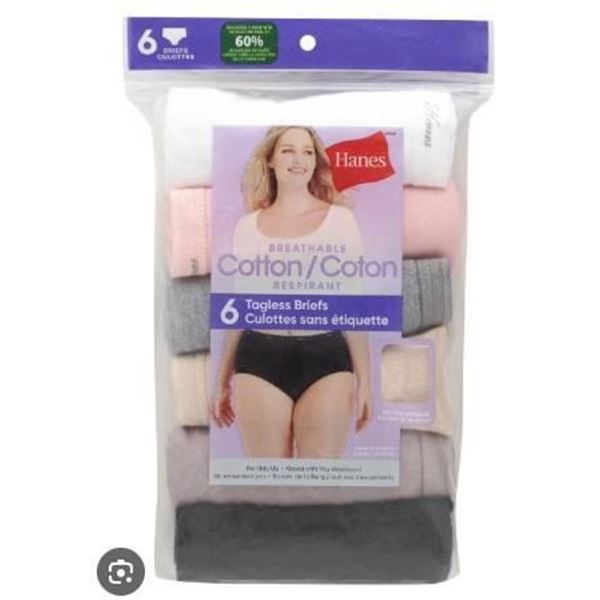 Hanes Women’s Breathable Cotton Tagless Briefs – Size 6 (6-Pack)