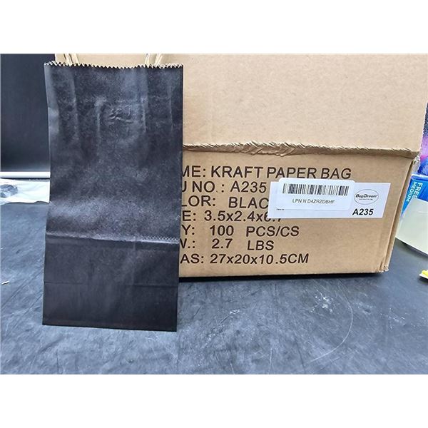 Black Kraft Paper Bag with Twisted Handles – A235 – 3.5 x 2.4 x 8.6 Inches