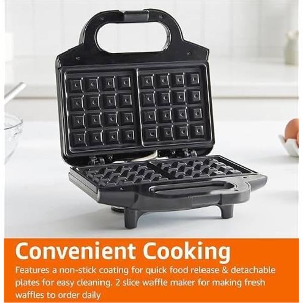 Amazon Basics Waffle Maker, Black, 2-Slice, 700W