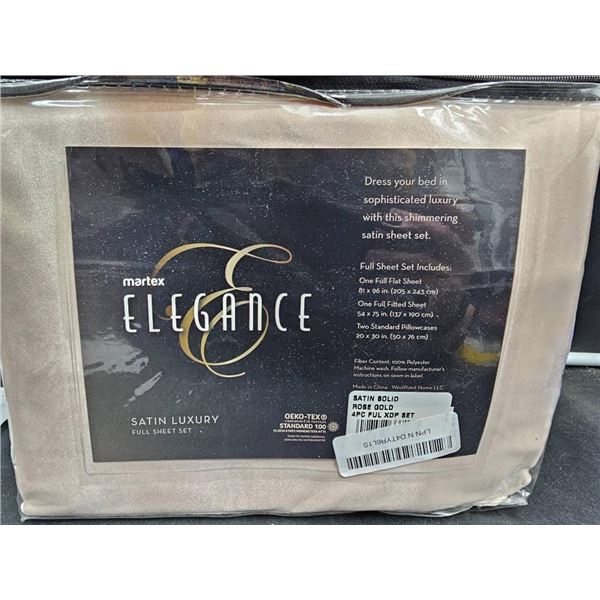 Martex Elegance Satin Full Sheet Set in Gold