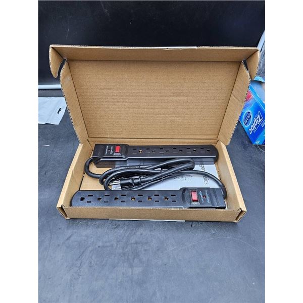 Pair of Power Strips With Eight Outlets and Surge Protection