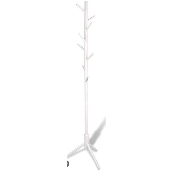 White Metal Freestanding Coat Rack With 8 Hooks