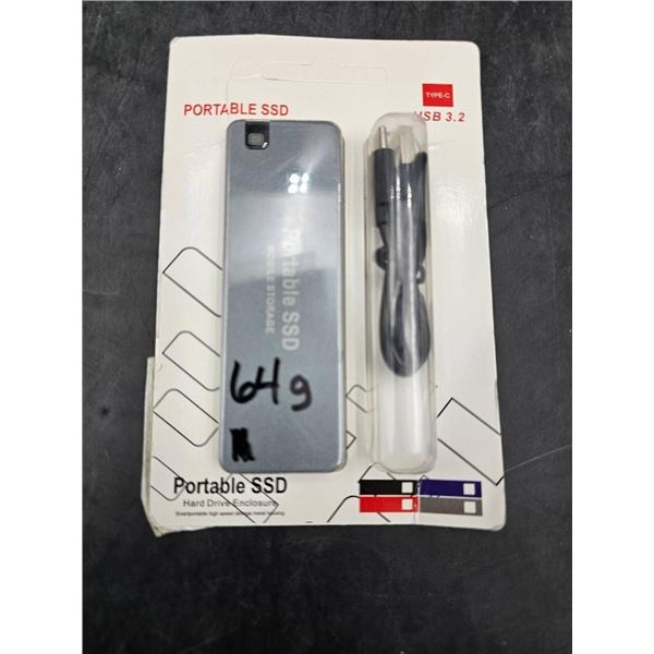 Portable SSD, 64GB, USB 3.2 Interface, Mobile Storage Device