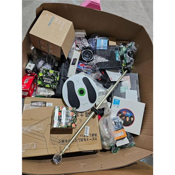 Pallet Box Lot of Assorted Household Items Including Electronics, Humidifier, and Miscellaneous Good