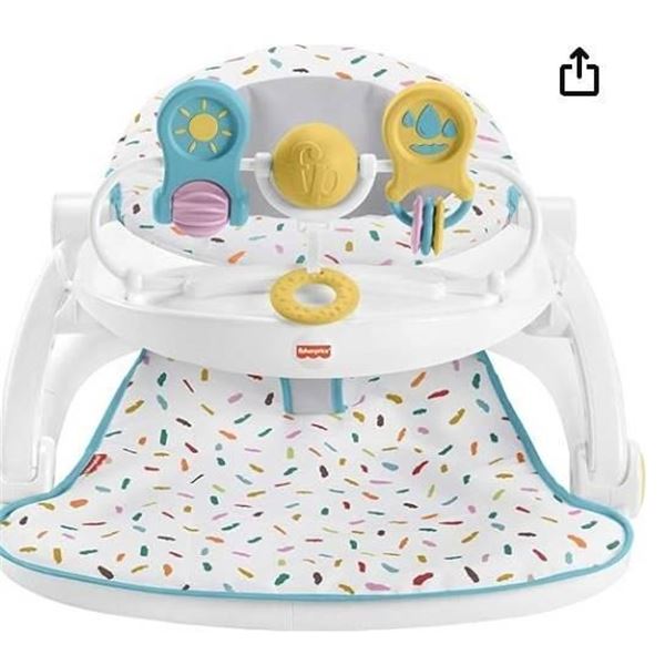 Fisher-Price Portable Baby Chair Deluxe Sit-Me-Up Floor Seat with Snack Tray, Newborn Activity Toys 