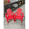Image 2 : Set of Two KIds / T0ddlers Red Plastic Adirondack Chairs for Outdoor Use