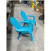 Image 2 : Set of Two KIds / T0ddlers Blue Plastic Adirondack Chairs for Outdoor Use